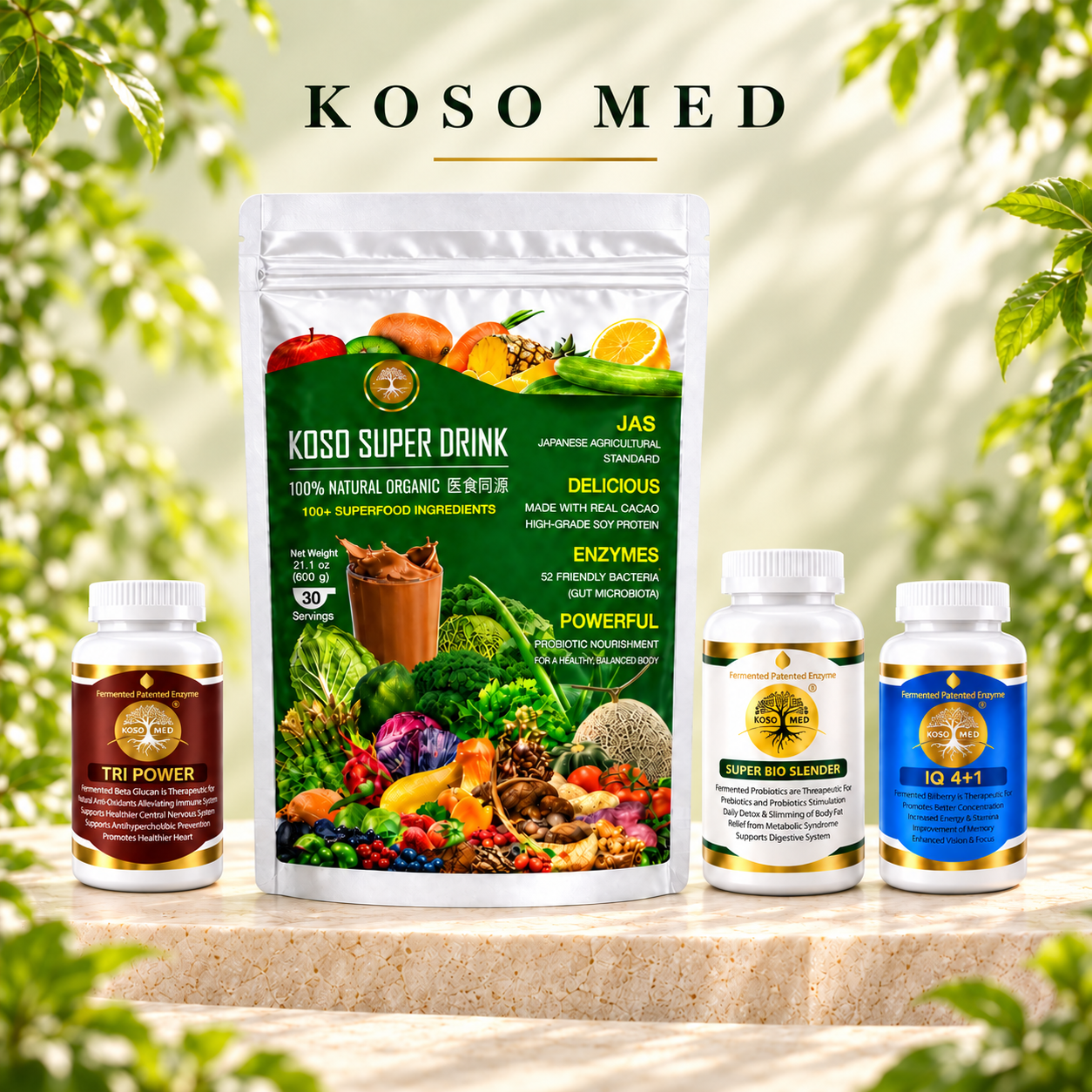 Women's Wellness Collection (Pack of 4) Bilberry 4+1 (Food) Bilberry, Acai Berry,Vegetable Powder, SBS (Food)Turmeric Vegetable Powder, Tri Nutrients(Food) Bean Sprout, Cabbage, Vegetable Powder, Super Drink (Food)Soy Vegetable Powder - Koso Med LLC