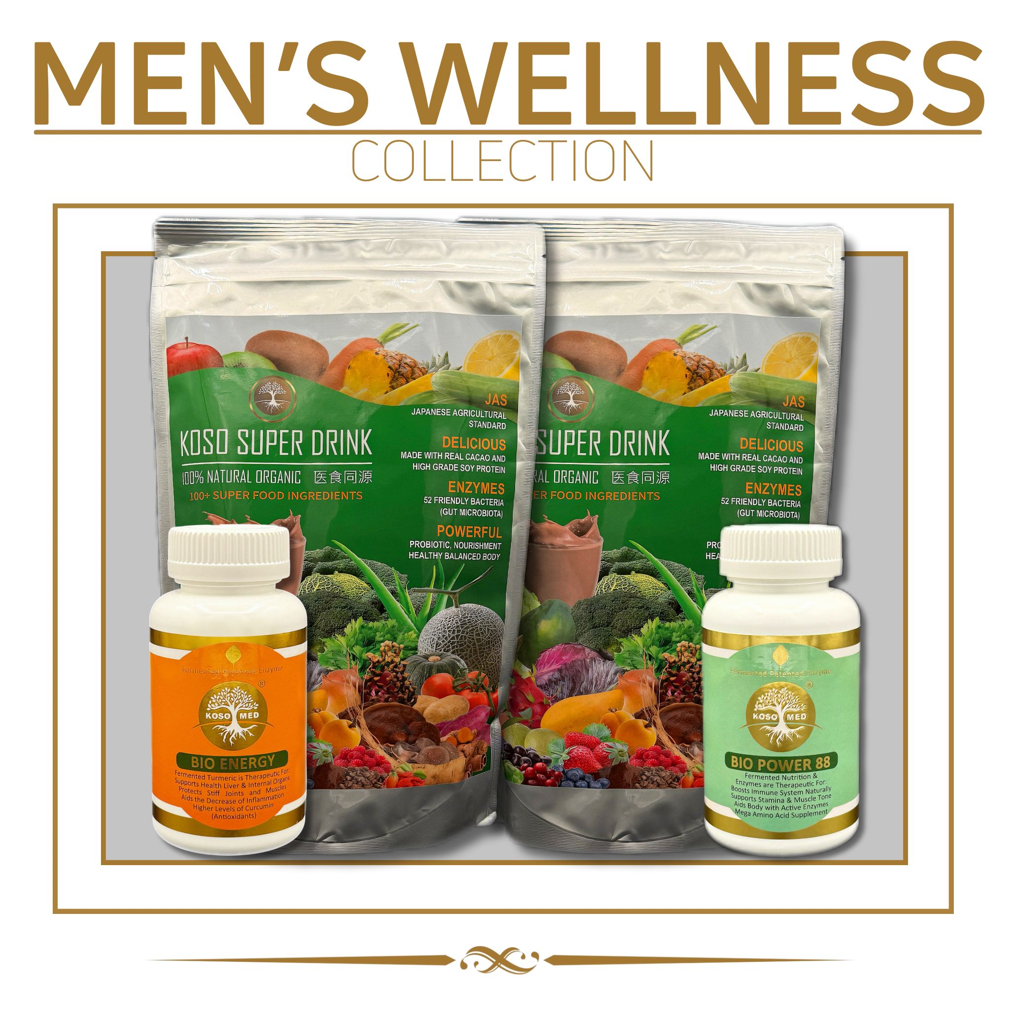 Men's Wellness Collection (Pack of 4) Power 88 (Food)Parsley,Ginko,Vegetable Powder, Super Drink (Food)Soy Vegetable Powder, Turmeric (Food)Turmeric Powder,Cabbag,Vegetable Powder