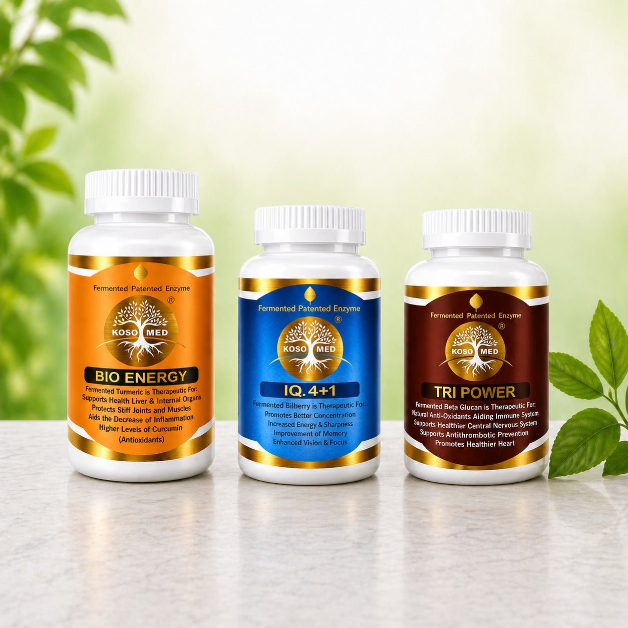 Clarity Collection (Pack of 3) Bilberry 4+1(Food) Bilberry, Acai Berry, Vegetable Powder, Tri Nutrients(Food) Bean Sprout, Cabbage, Vegetable Powder, Turmeric (Food)Turmeric Powder, Cabbage, Vegetable Powder - Koso Med LLC
